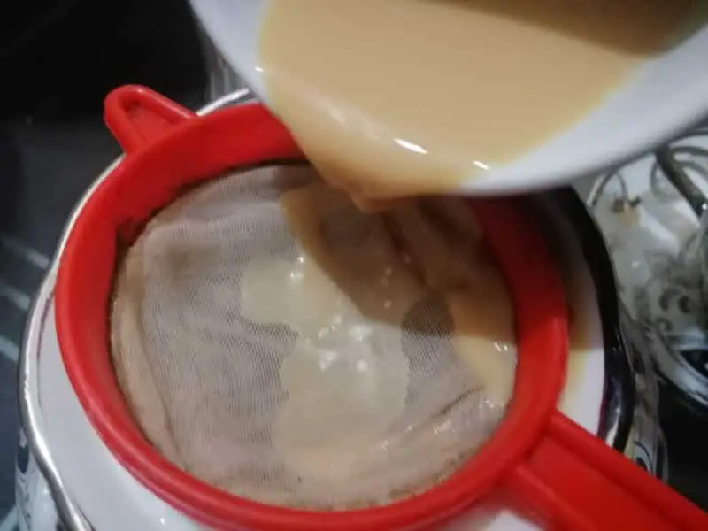 strain tea through a tea strainer