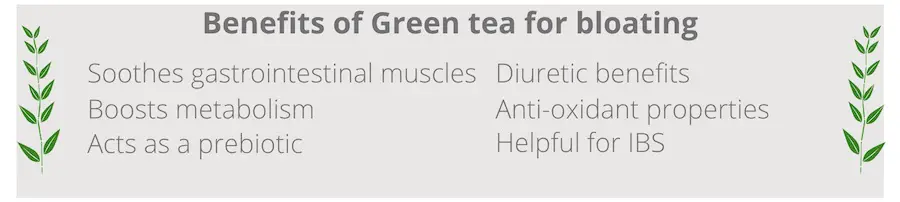 list of benefits of green tea to reduce bloating