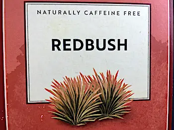 caffeine free rooibos tea label