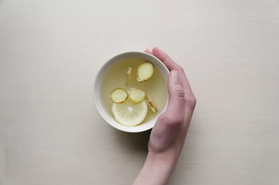 cup of ginger tea, with added lemon